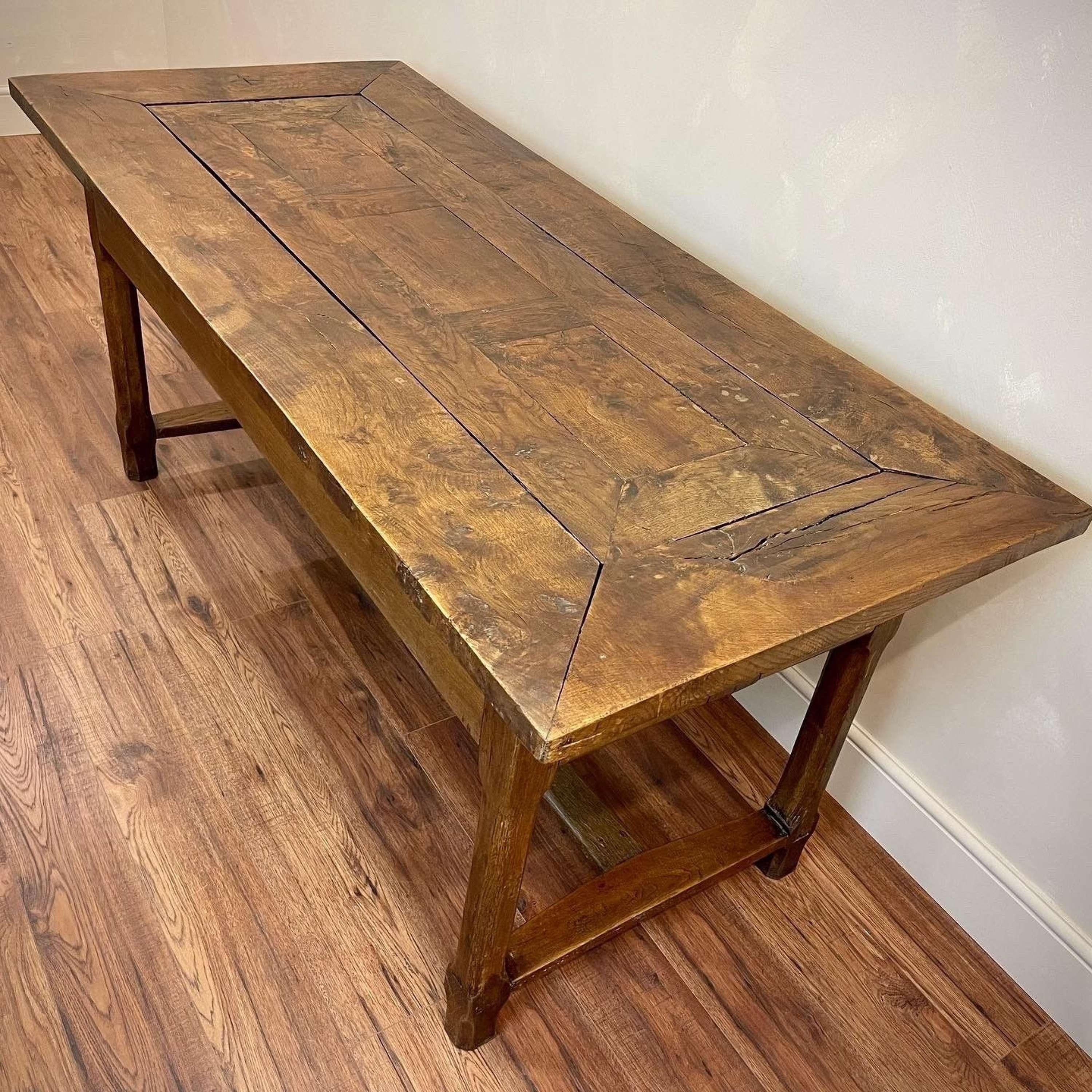 19c French Solid Oak Bakers Table For Sale at 1stDibs