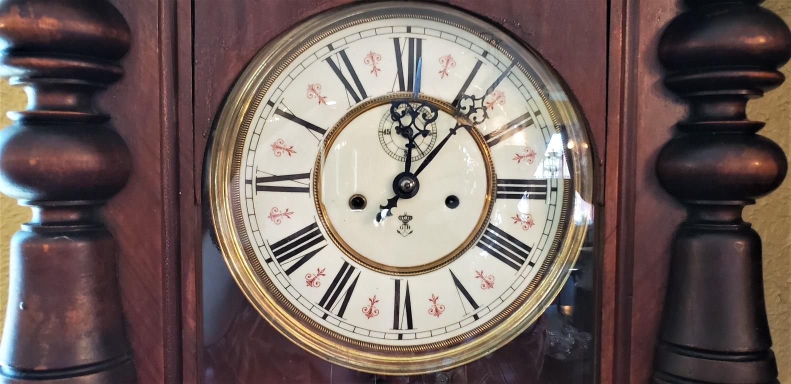 Walnut 19C Gustav Becker Vienna Wall Clock For Sale