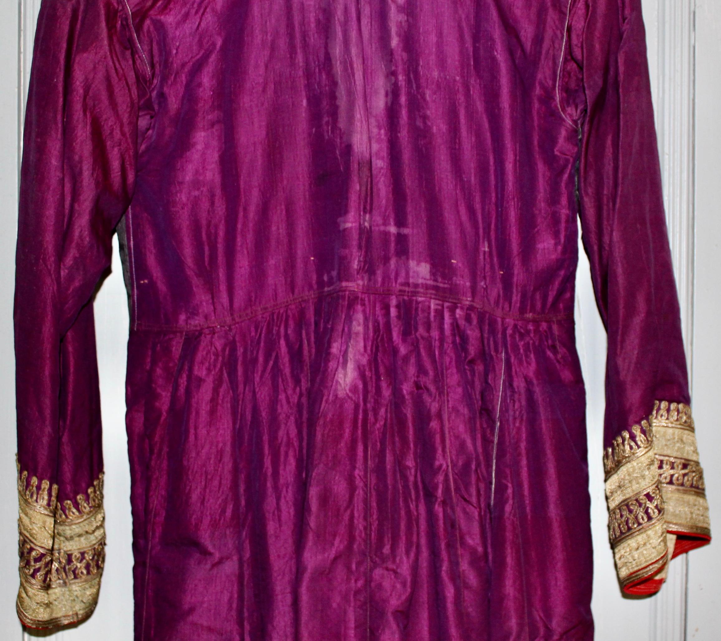 19c. Indian Tribal Violet Silk Dress In Good Condition For Sale In Sharon, CT