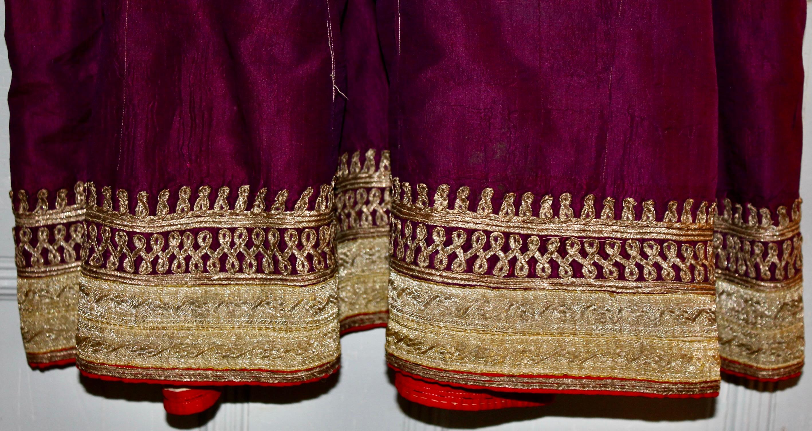 19c. Indian Tribal Violet Silk Dress For Sale 2