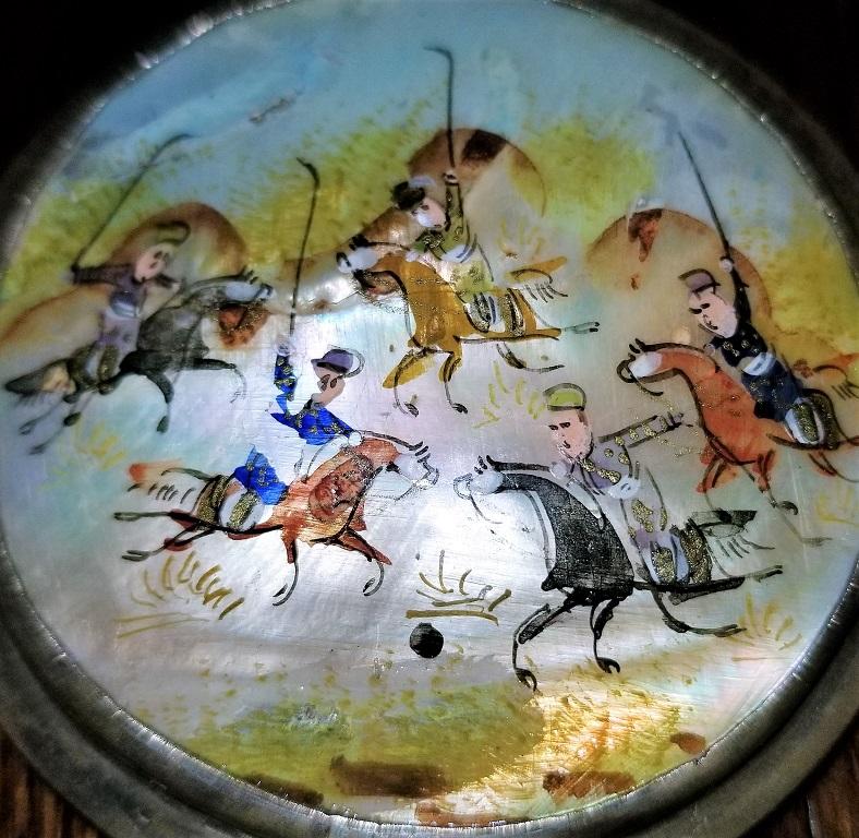 19th Century 19 Century Indo-Persian Pill Box Featuring a Polo Game