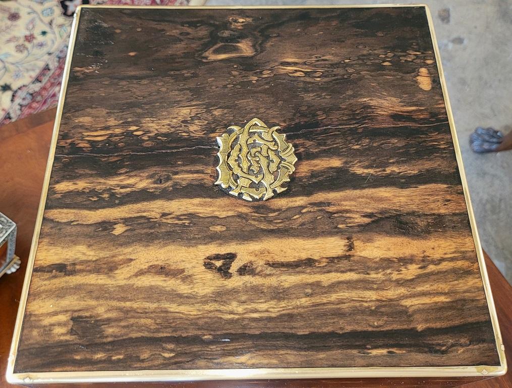 19C Irish Coromandel Wood Campaign Decanter Box For Sale 1