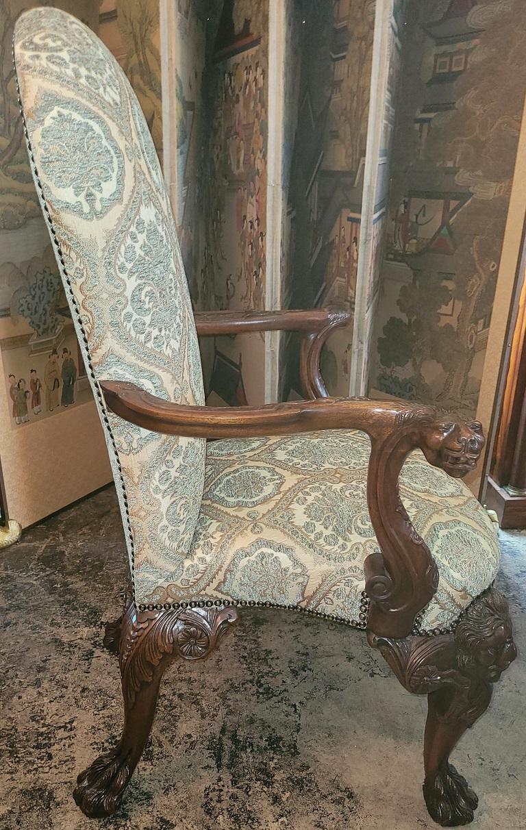 Irish Hand Carved Armchair with Lions Heads & Hairy Paw Feet 6