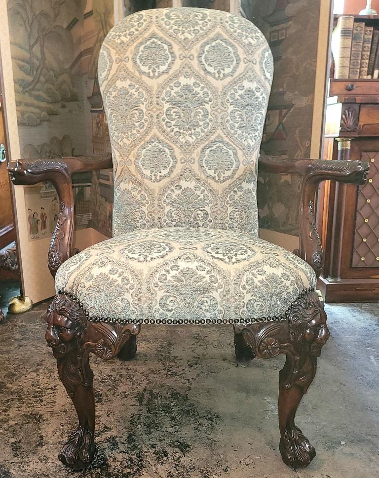 Irish Hand Carved Armchair with Lions Heads & Hairy Paw Feet 7