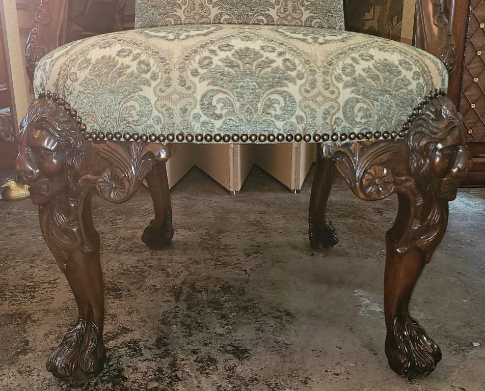 George III Irish Hand Carved Armchair with Lions Heads & Hairy Paw Feet