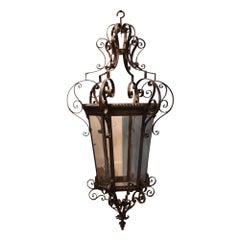 19c Italian Antique Scrolled Iron Lantern