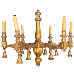 19c Italian Gilded Wood Six-Armed Lustre