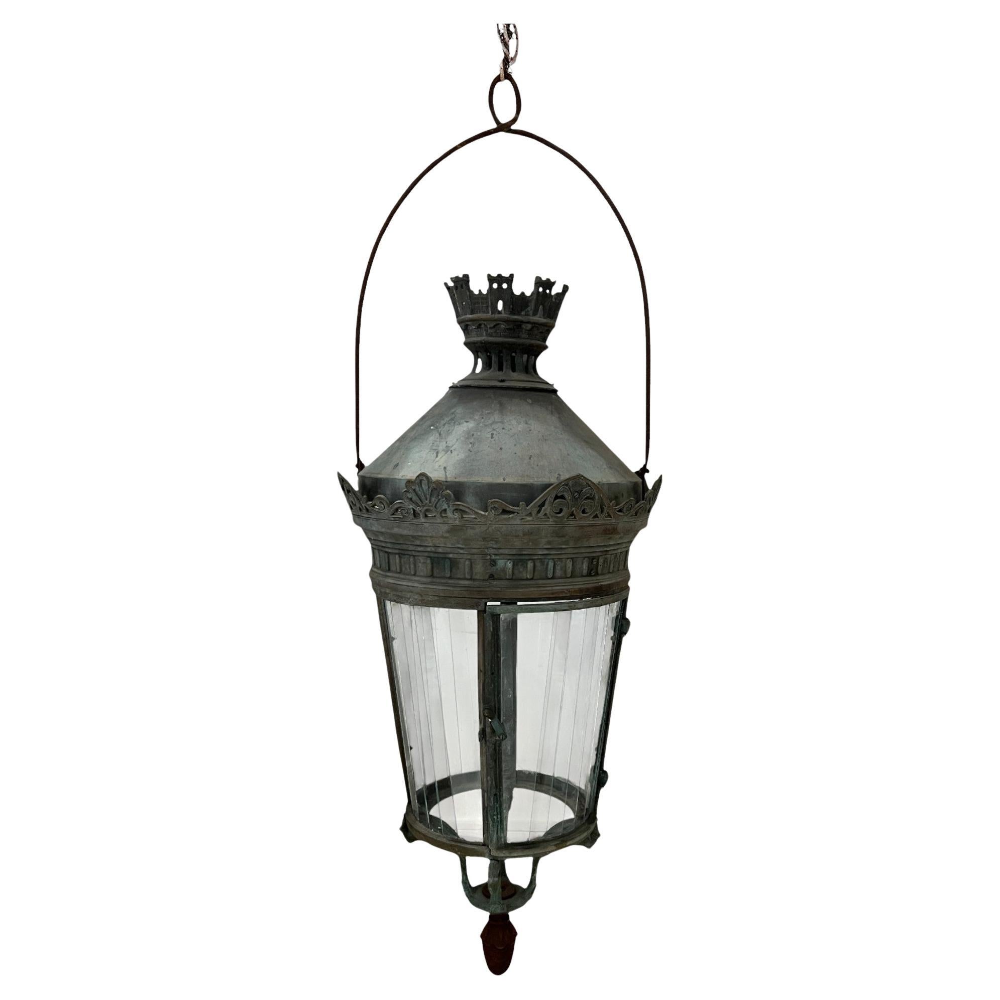 19c Italian Lantern with Castle Detail