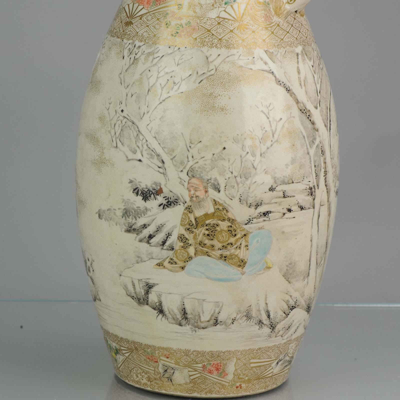 Japanische Satsuma-Vase aus dem 19. Jahrhundert, japanische Satsuma-Winterlandschaften, markiert im Angebot 11