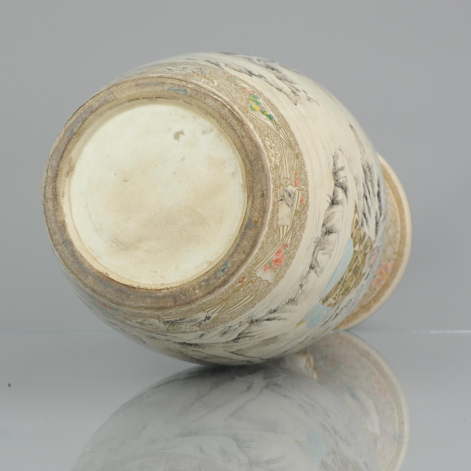 Japanische Satsuma-Vase aus dem 19. Jahrhundert, japanische Satsuma-Winterlandschaften, markiert im Angebot 15