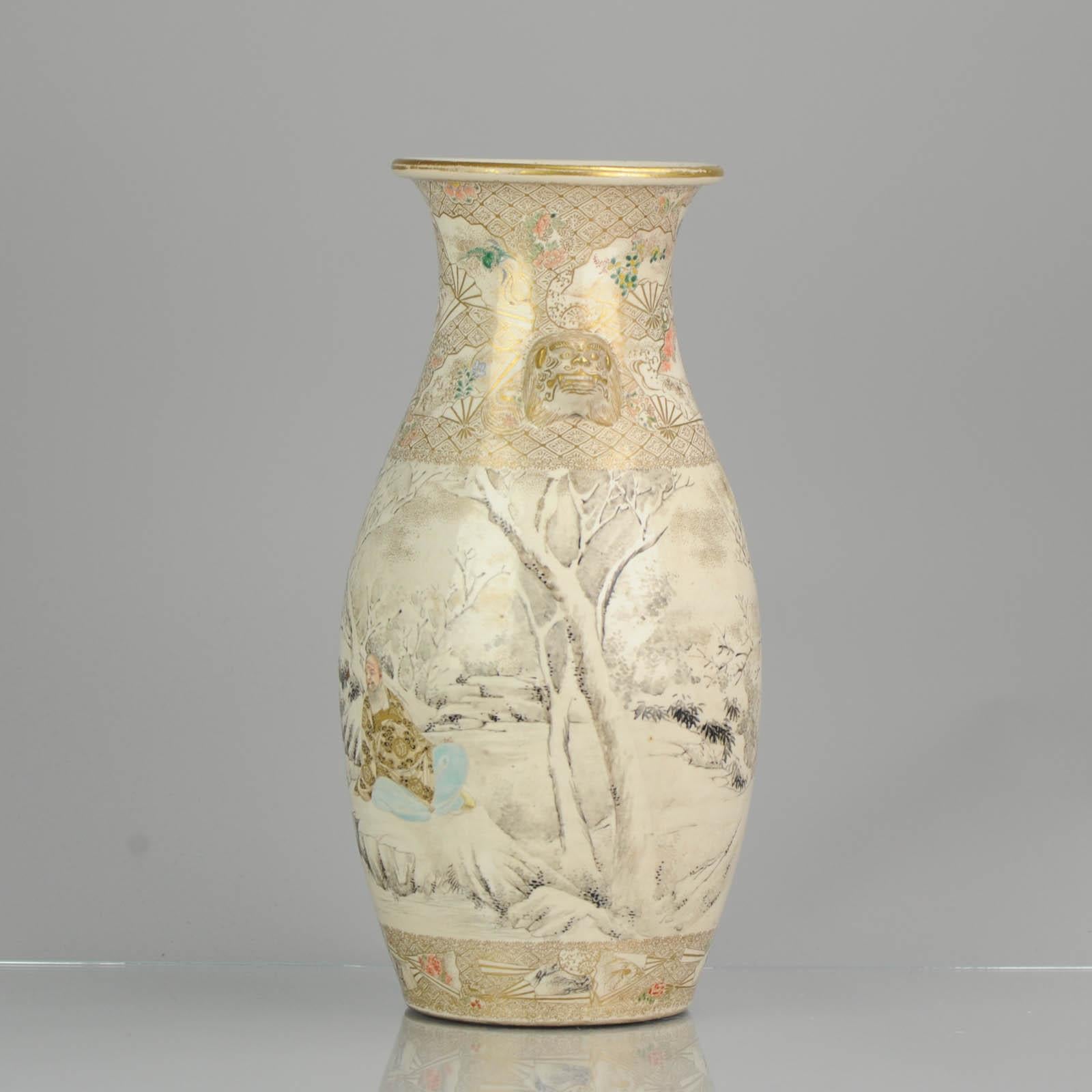 Japanische Satsuma-Vase aus dem 19. Jahrhundert, japanische Satsuma-Winterlandschaften, markiert im Angebot 4