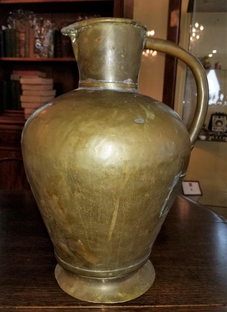 19th Century Large Civil War Era Bronze and Tin Pitcher For Sale 1