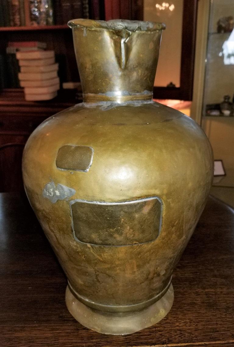 19th Century Large Civil War Era Bronze and Tin Pitcher For Sale 2