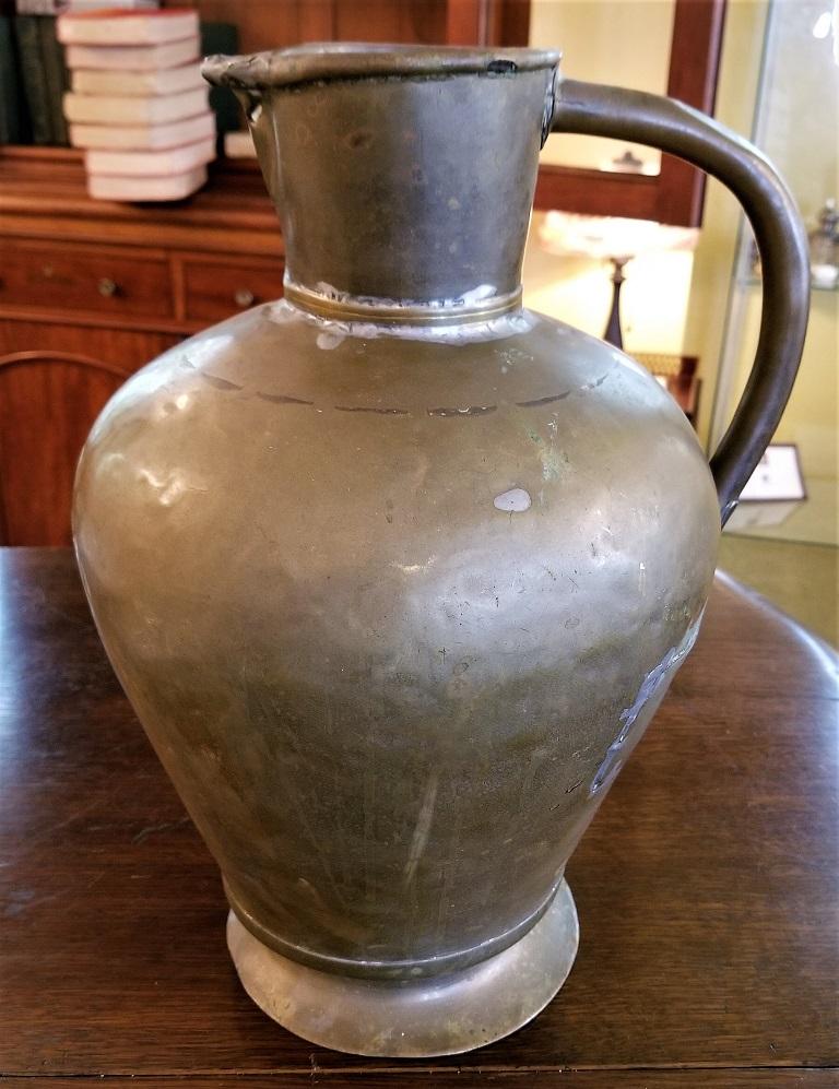 19th Century Large Civil War Era Bronze and Tin Pitcher In Good Condition For Sale In Dallas, TX