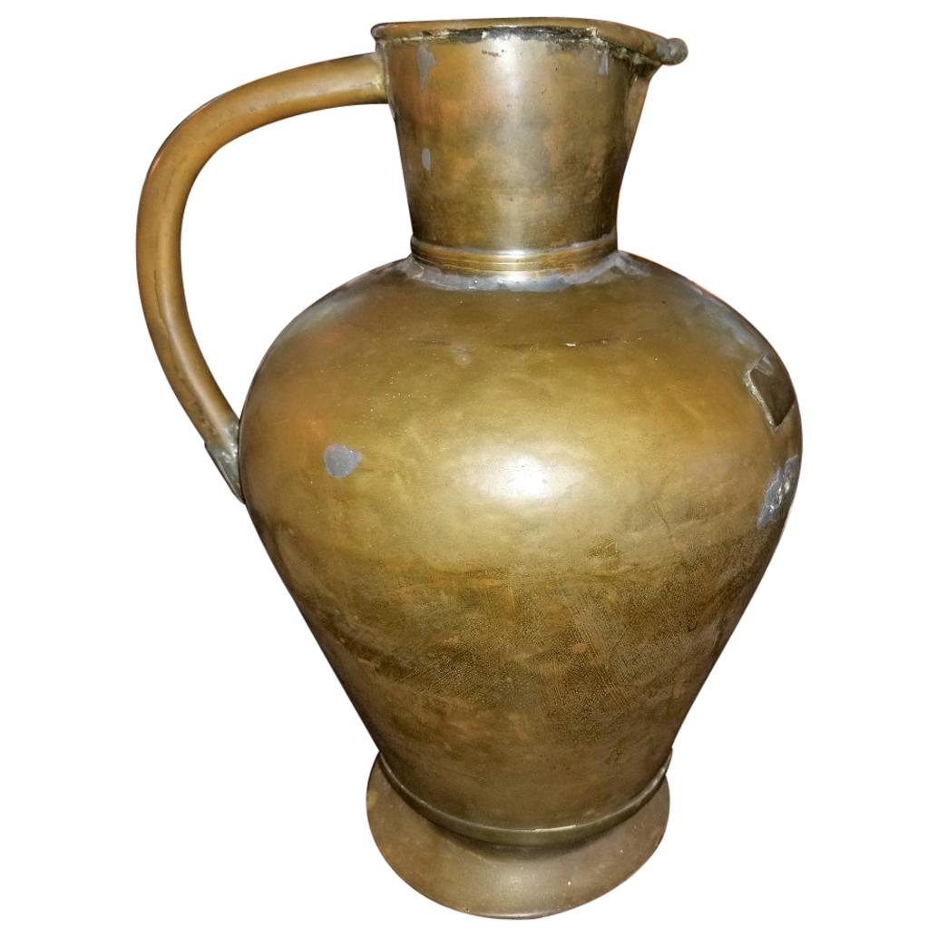 19th Century Large Civil War Era Bronze and Tin Pitcher For Sale