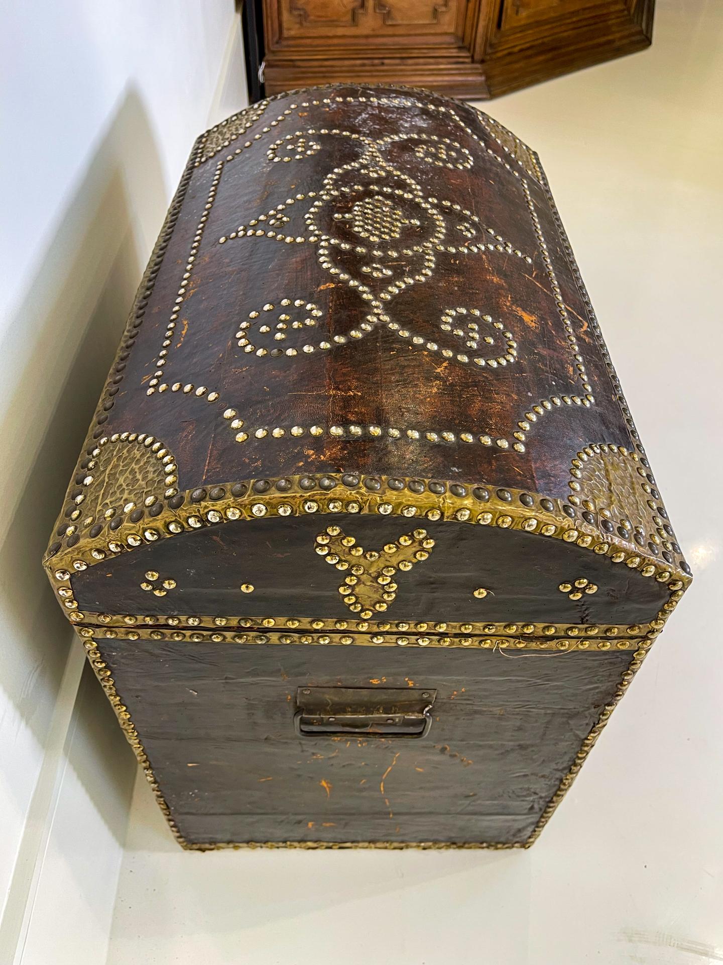 Leather Coffre or Chest with Nail heads, 19th Century 7