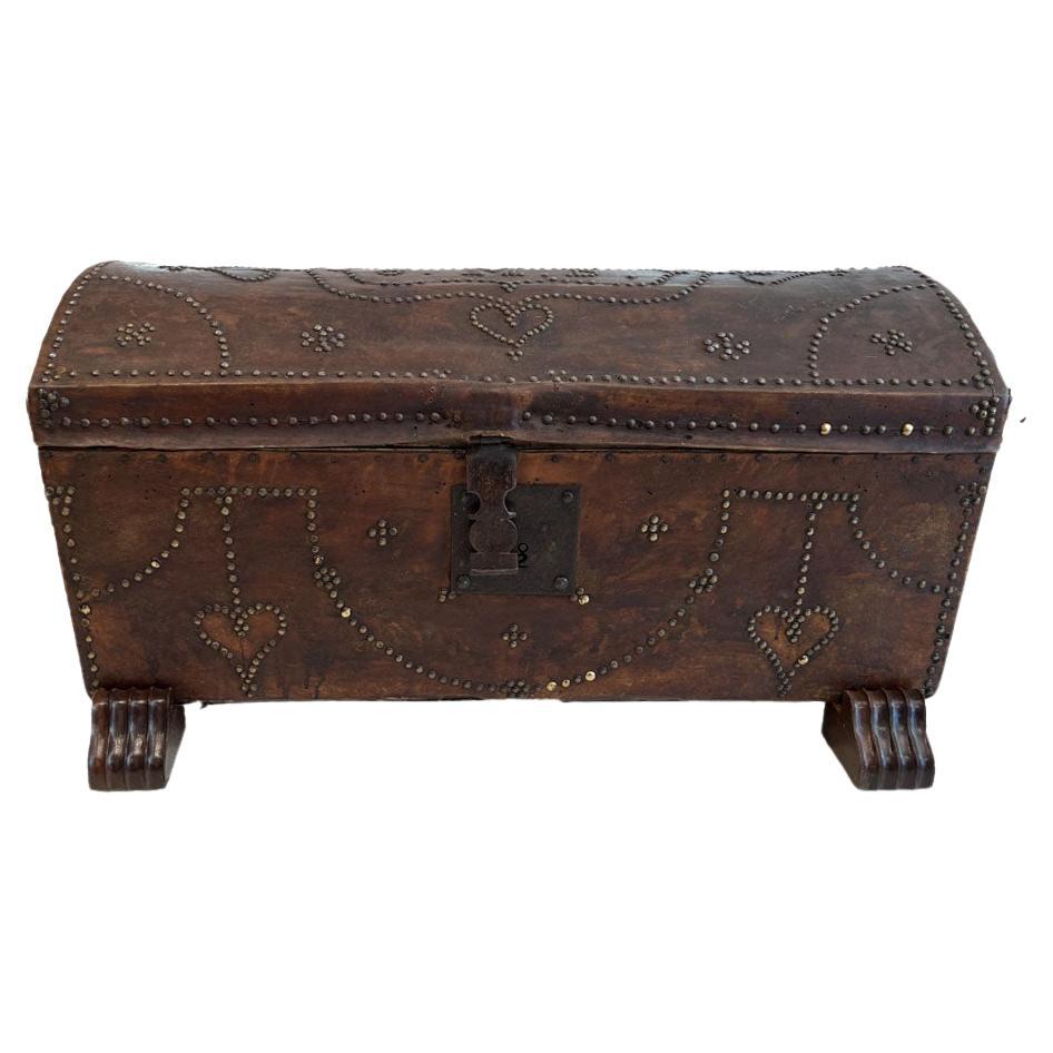 19c Leather Trunk on Stand, JMB Monogram