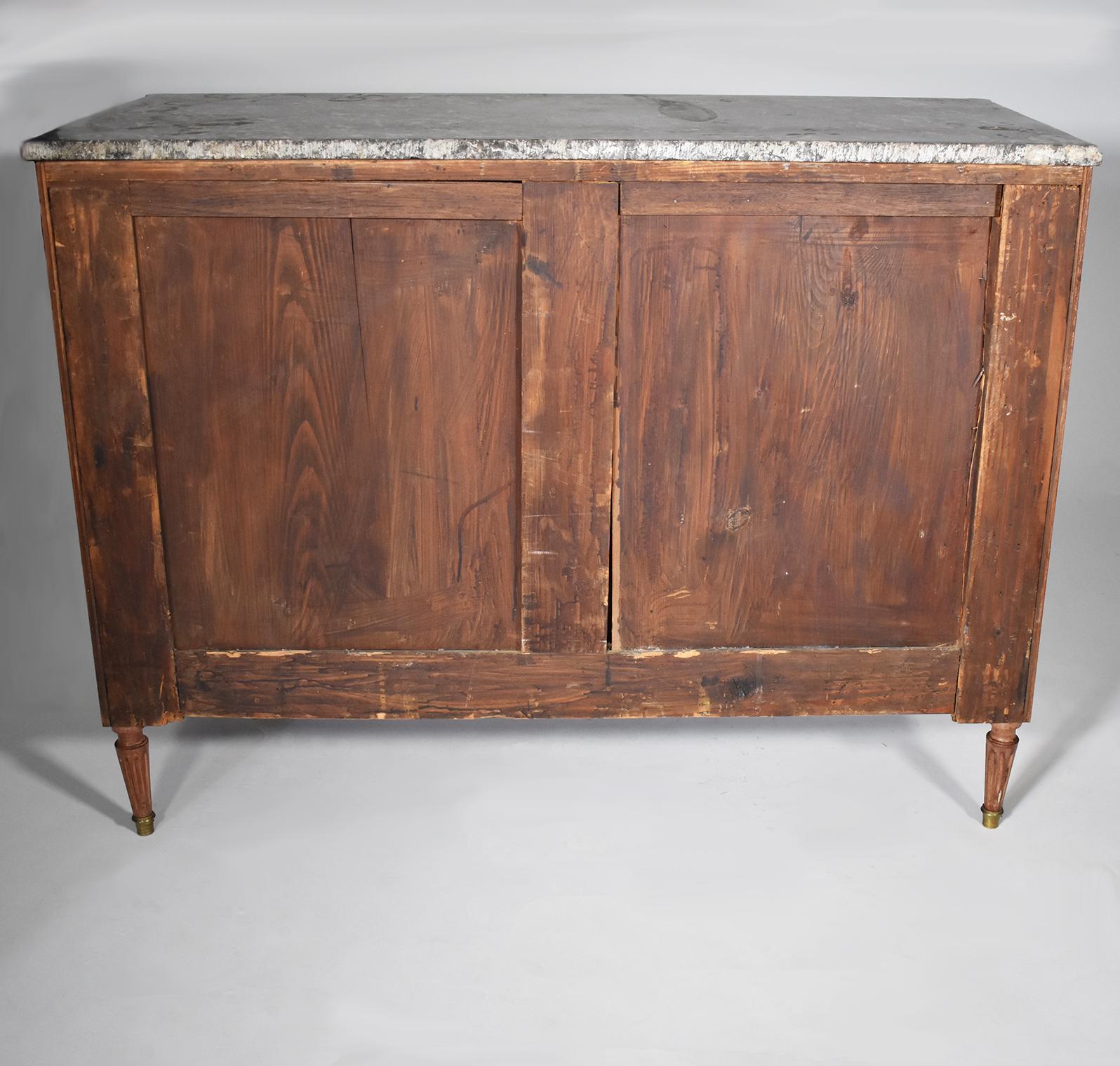 French 19th Century Louis XVI Walnut Commode or Chest with Marble Top