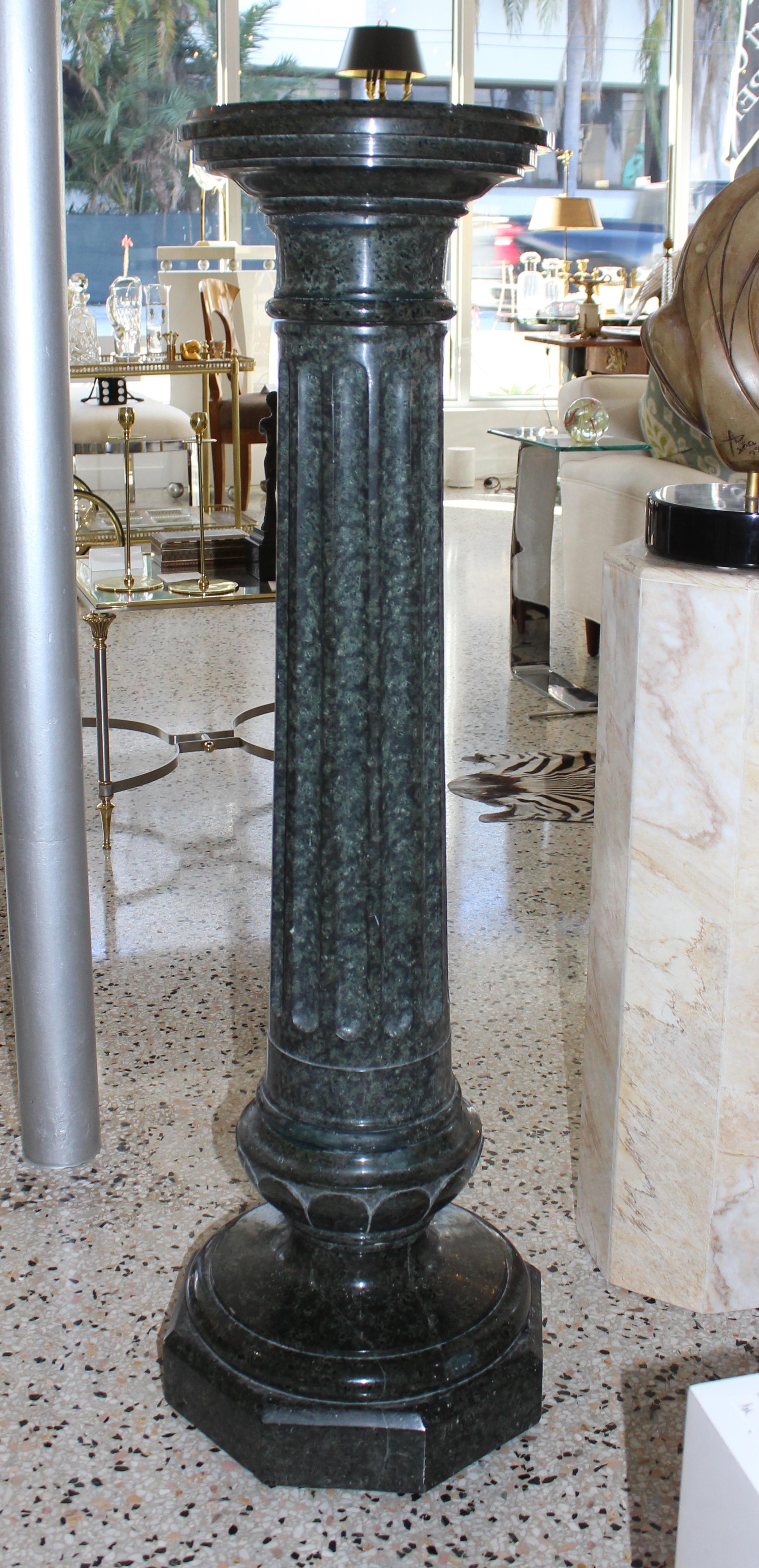 Italian Dark Green Marble Pedestal For Sale at 1stDibs