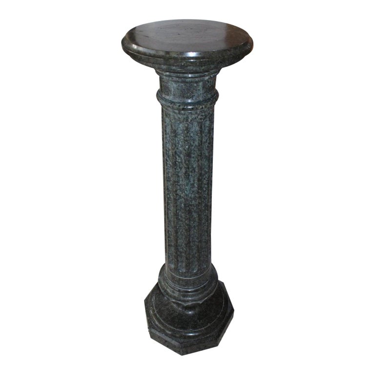Italian Dark Green Marble Pedestal For Sale at 1stDibs