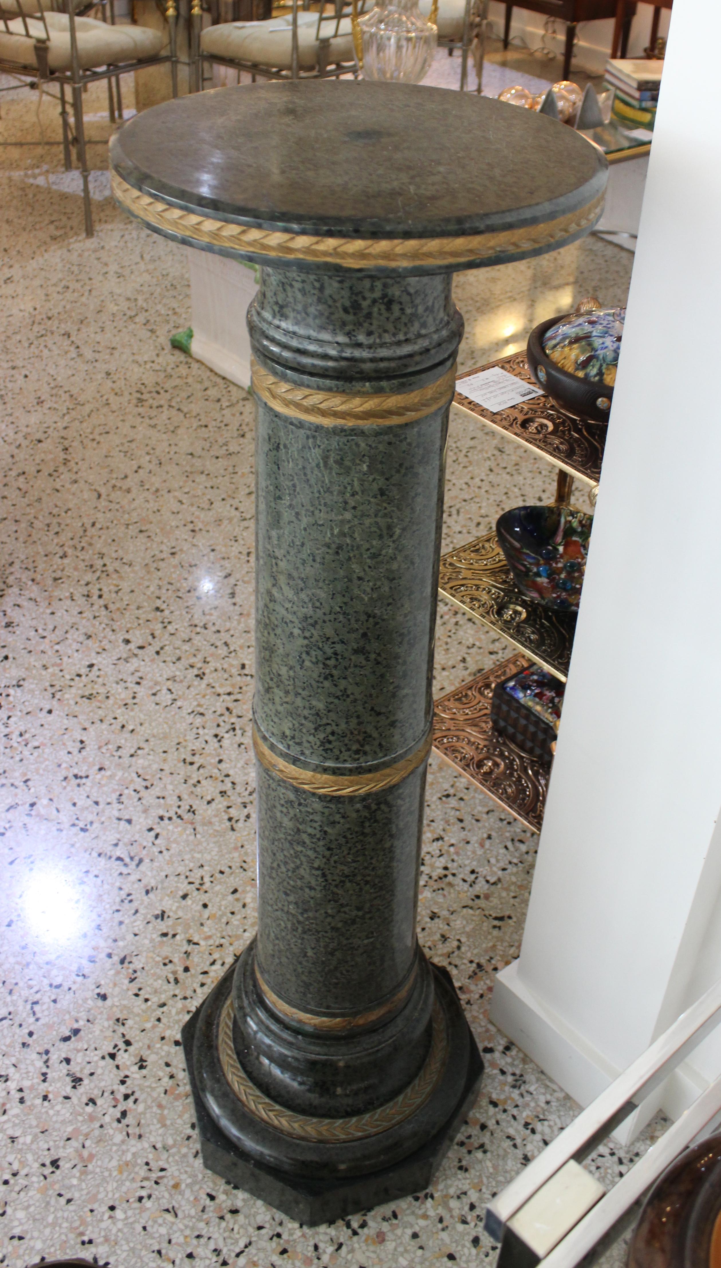  Italian Marble Pedestal with Gold Accents For Sale 1