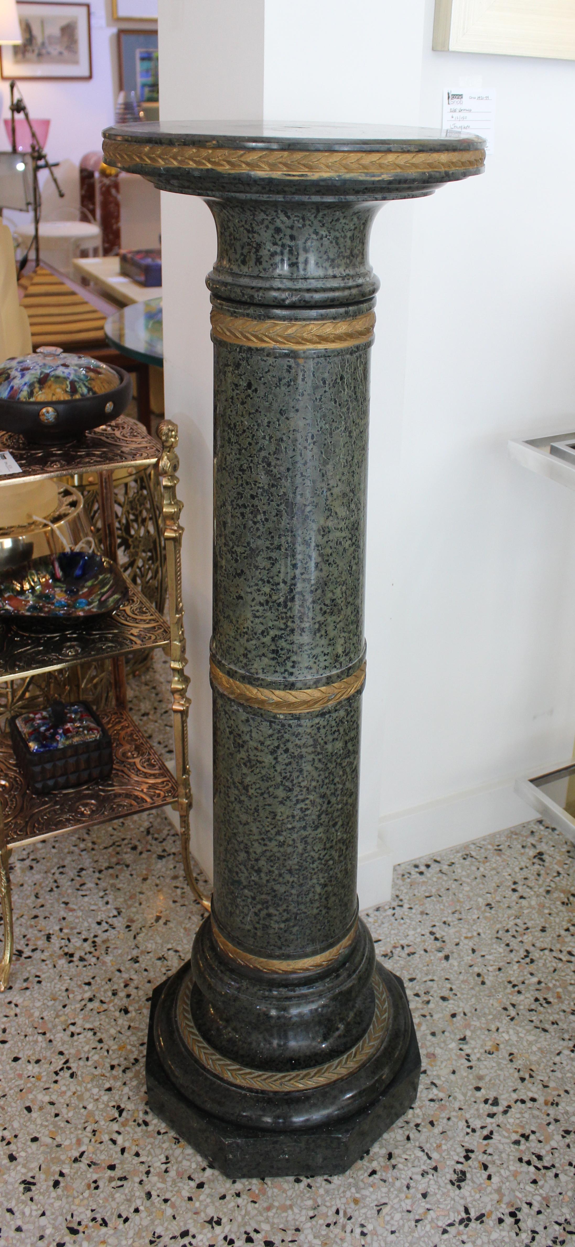 This stylish Louis XVI style marble pedestal dates to the late 19th century.