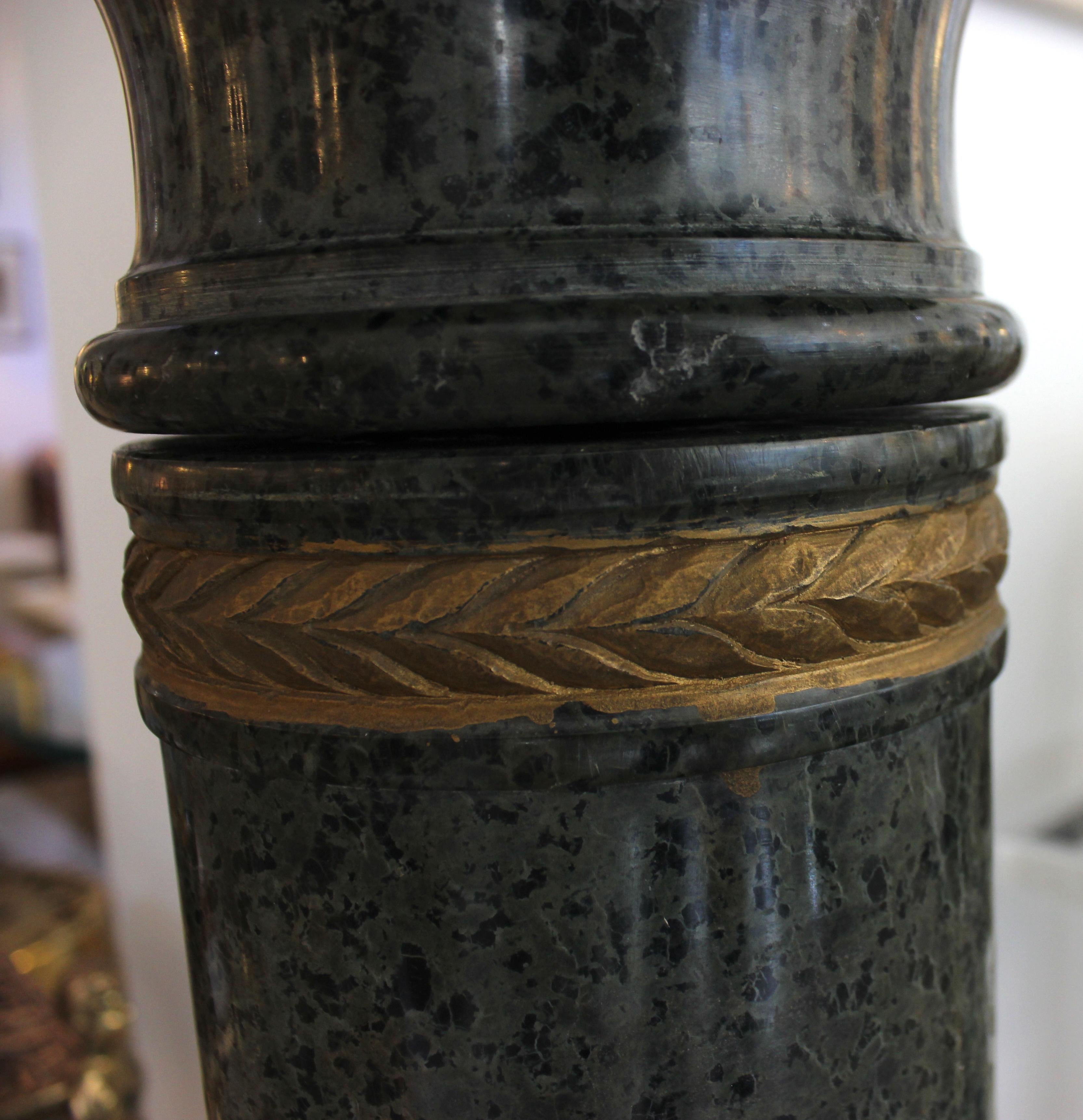 Neoclassical Revival  Italian Marble Pedestal with Gold Accents For Sale