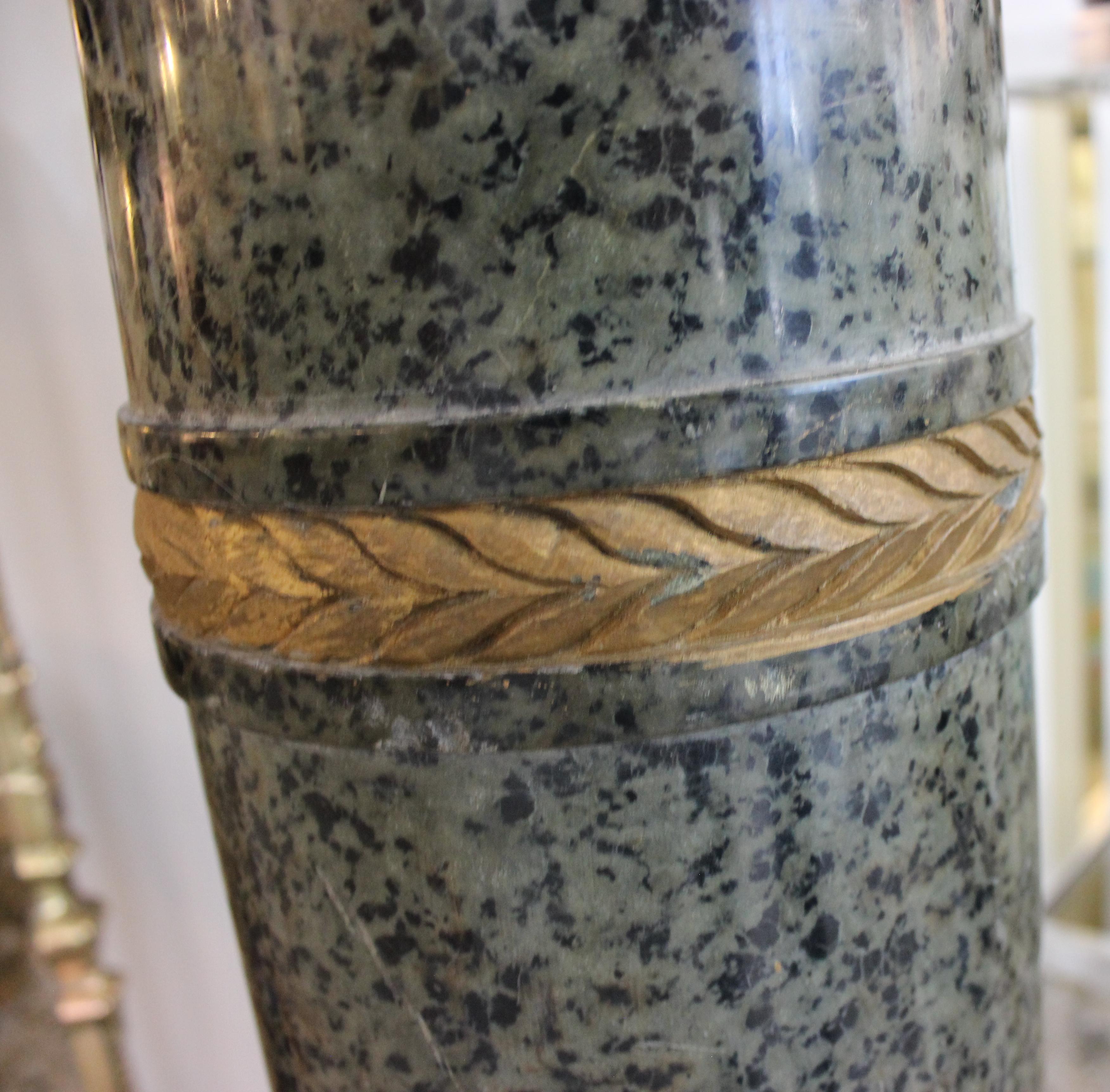 Hand-Carved  Italian Marble Pedestal with Gold Accents For Sale