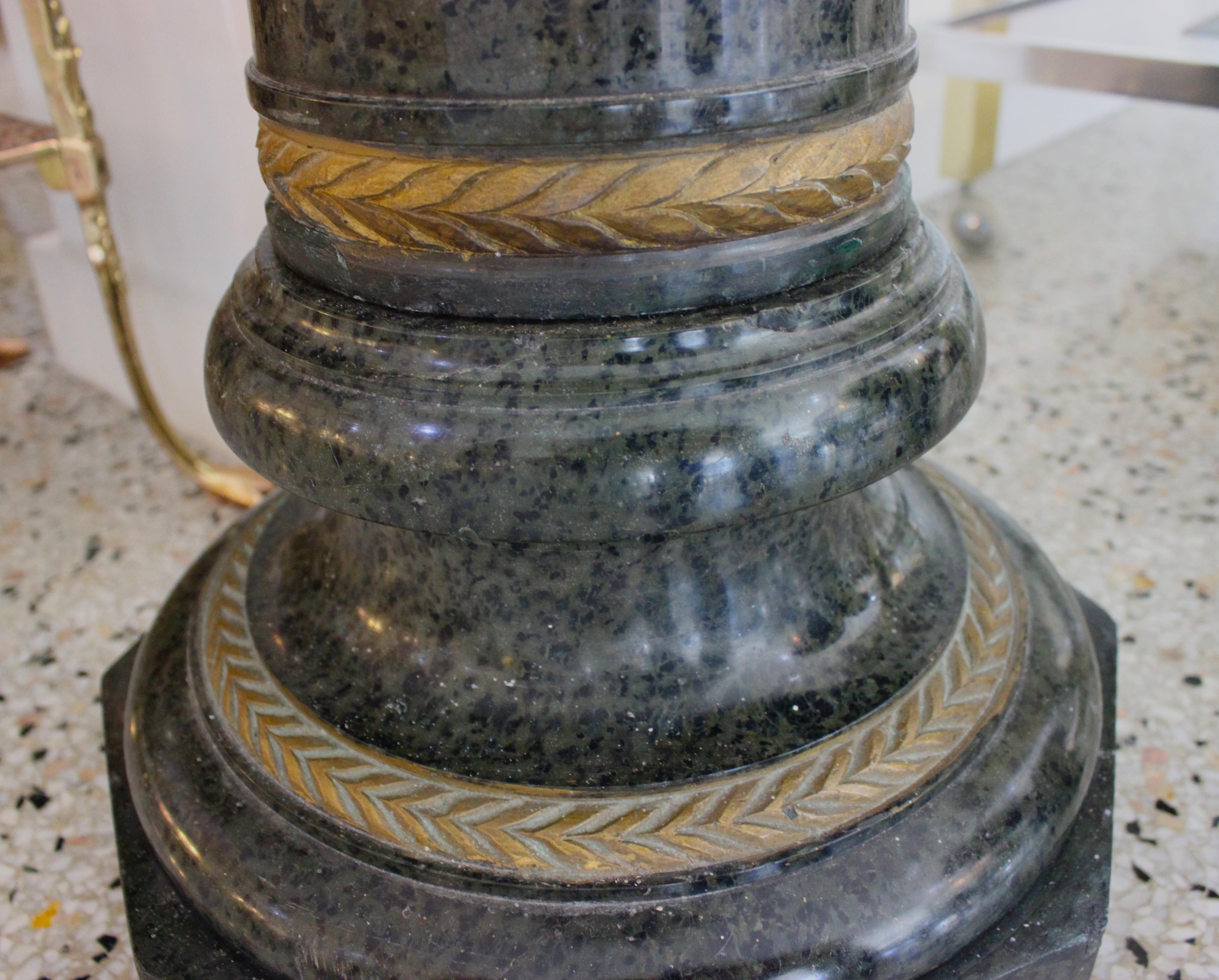  Italian Marble Pedestal with Gold Accents In Good Condition For Sale In West Palm Beach, FL