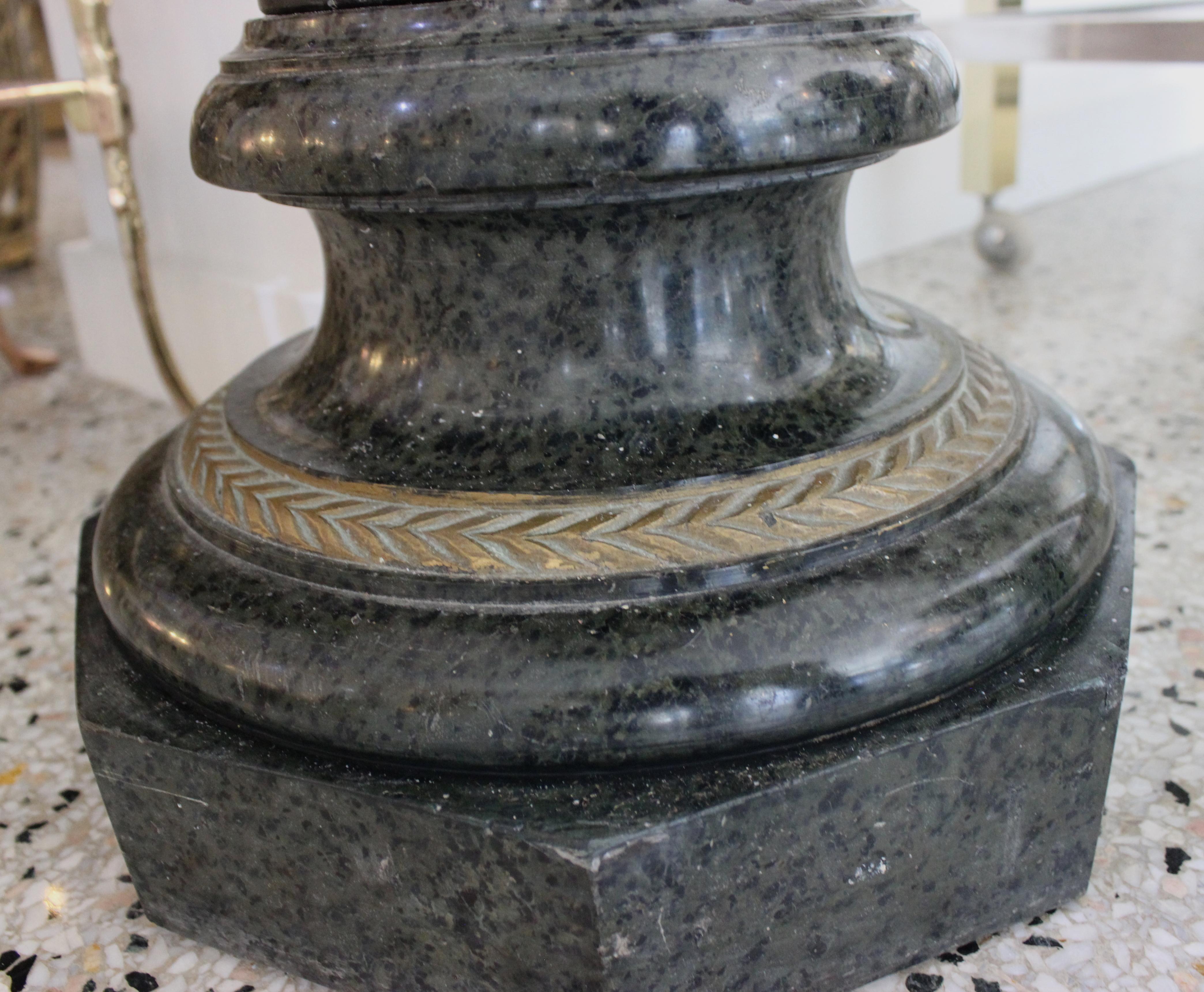 19th Century  Italian Marble Pedestal with Gold Accents For Sale