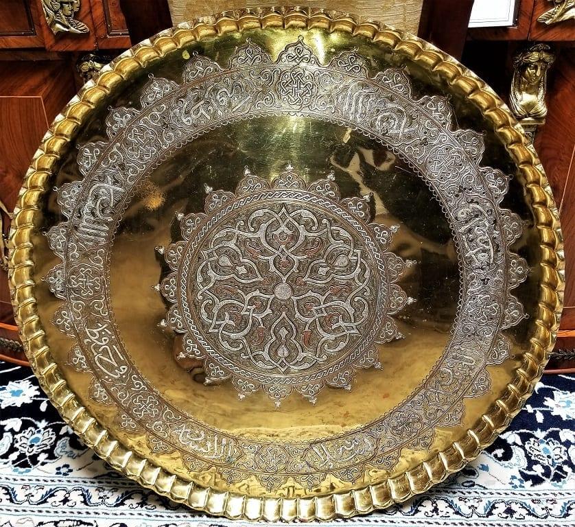 19thC Middle Eastern Damascene Charger of Large Proportions For Sale 3