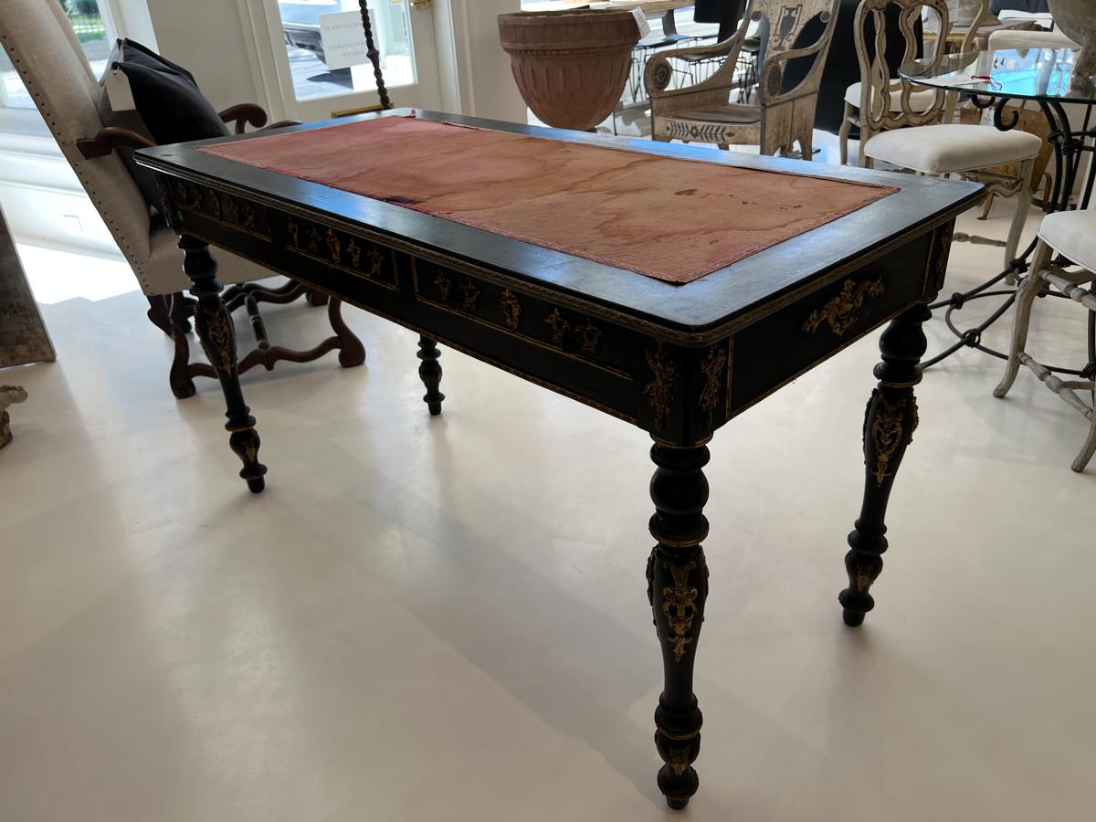 19th Century Noir Desk with Gilded Carving 'Napoleon III' 6