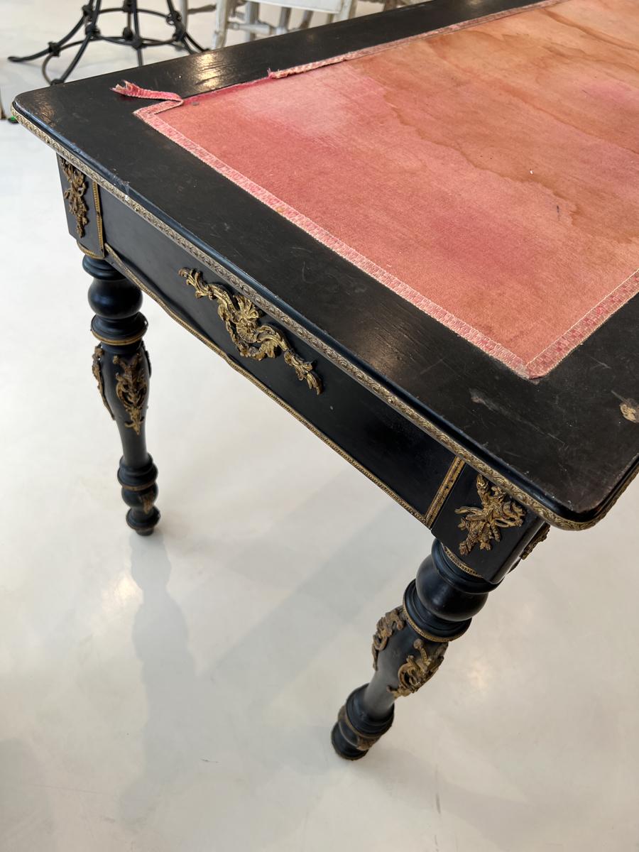 19th Century Noir Desk with Gilded Carving 'Napoleon III' 7