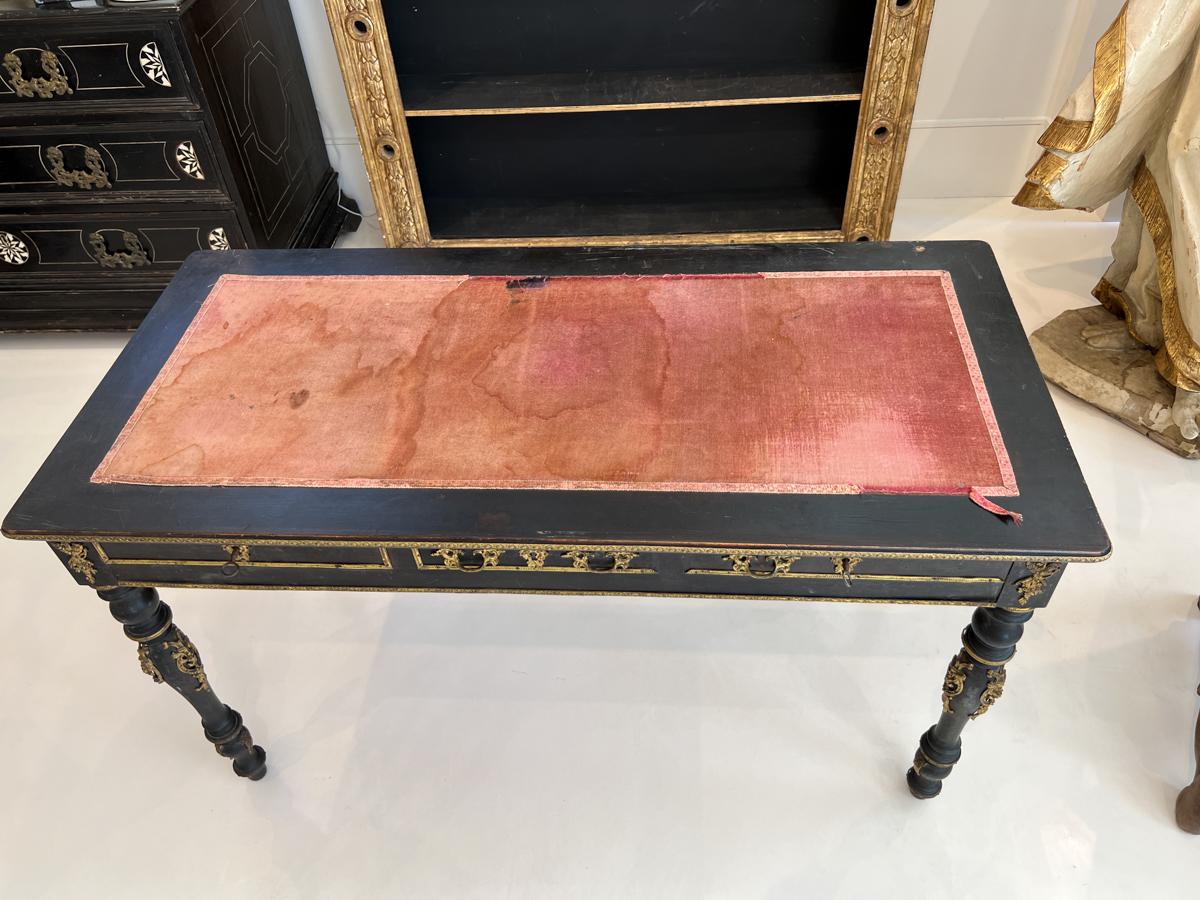 19th Century Noir Desk with Gilded Carving 'Napoleon III' 2