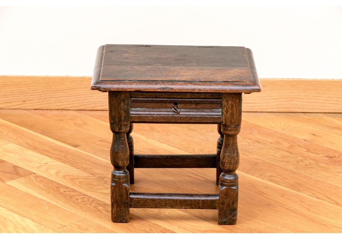 English 19C Oak Charles II Flip Top Joint Stool For Sale