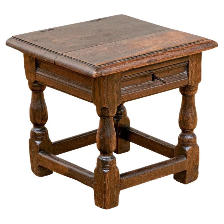 19C Oak Charles II Flip Top Joint Stool For Sale