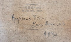 Olio su tela del XIX secolo raffigurante Highland Rovers a Loch Earn di HR Hall
