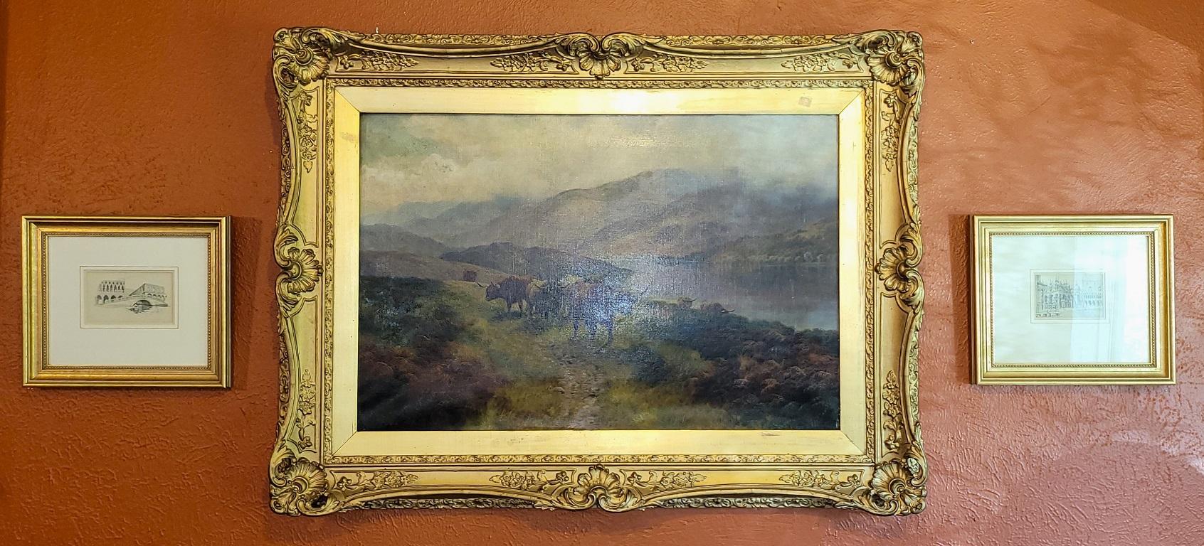 19. Jahrhundert Ölgemälde auf Leinwand von Highland Rovers in Loch Earn von HR Hall im Angebot 2