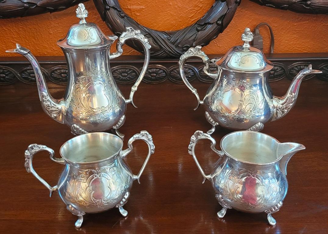 High Victorian 19C Old Sheffield Plate Silver Coffee and Tea Service For Sale