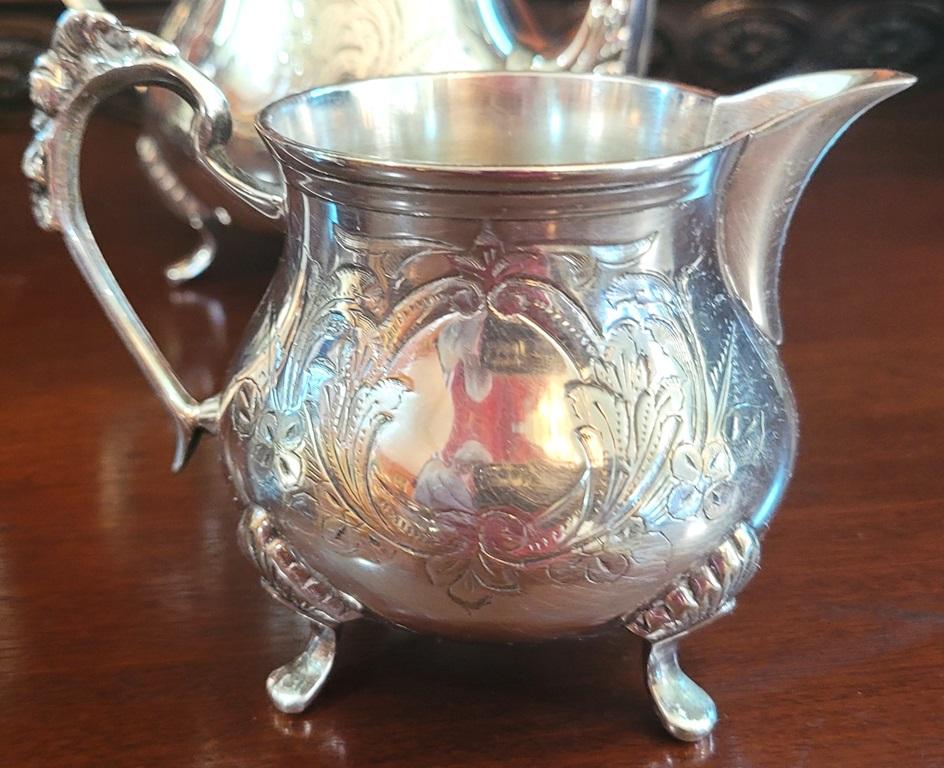 Plated 19C Old Sheffield Plate Silver Coffee and Tea Service For Sale