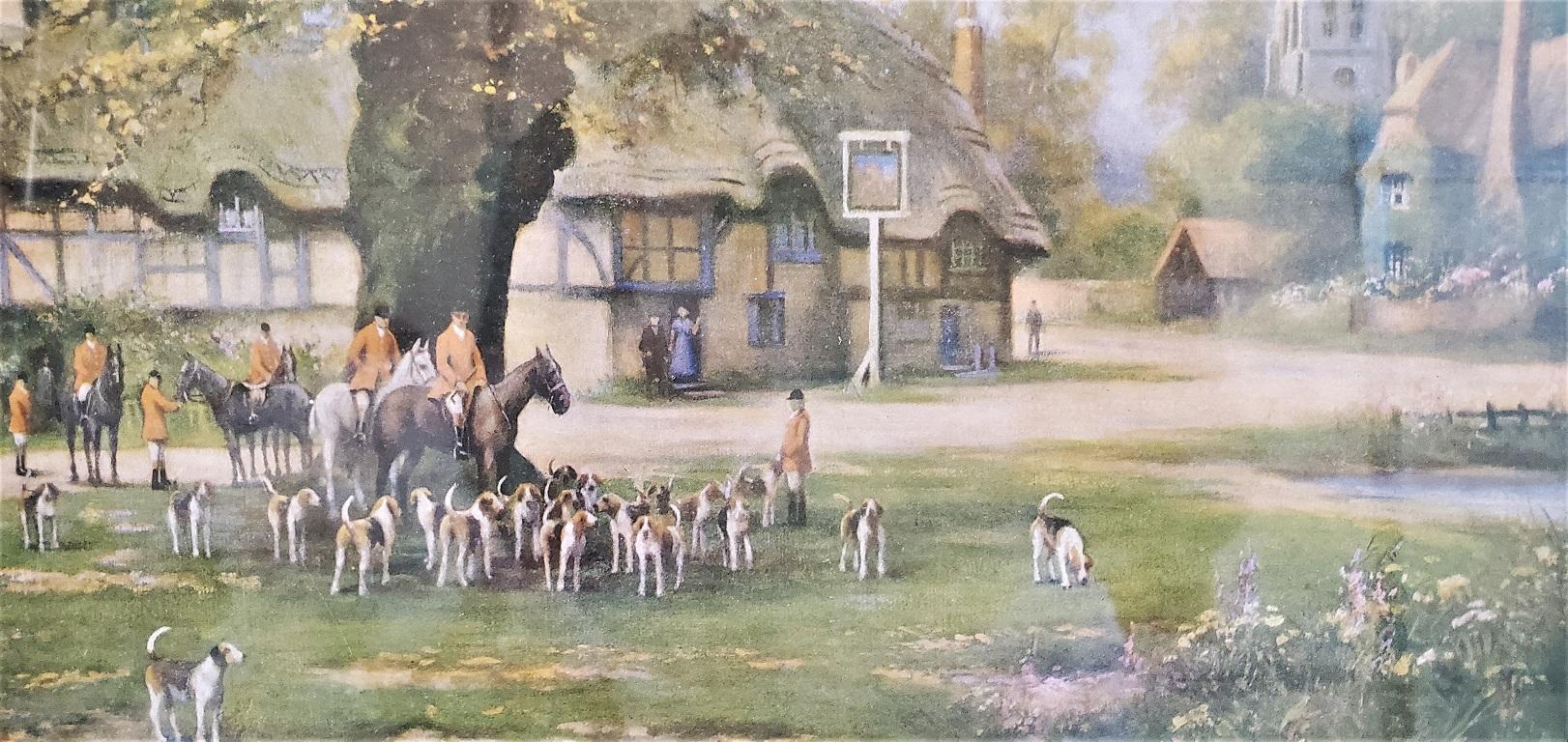 Pair of British Hunt Prints of The Meet on the Green and Crossing the Green For Sale 2