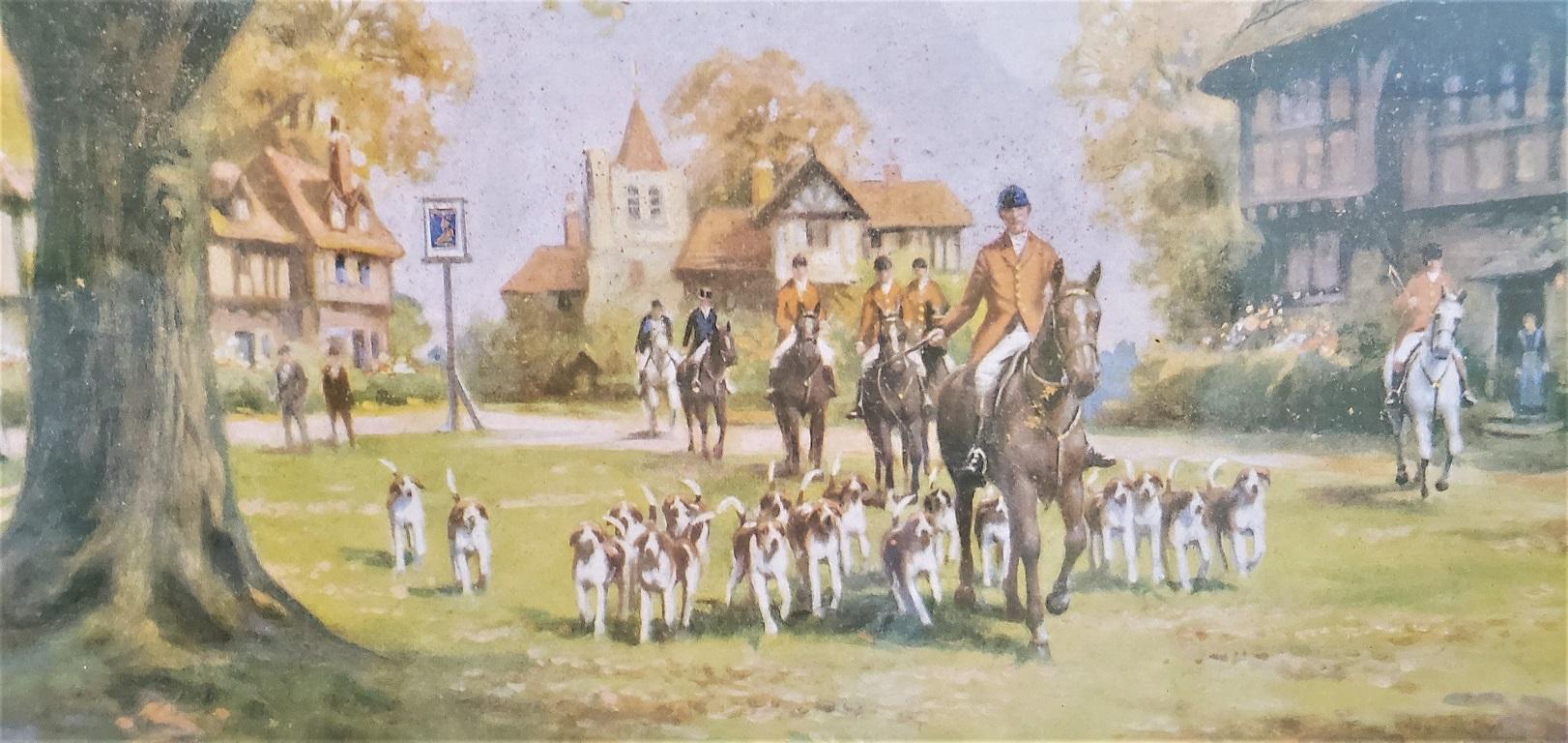 Pair of British Hunt Prints of The Meet on the Green and Crossing the Green 3