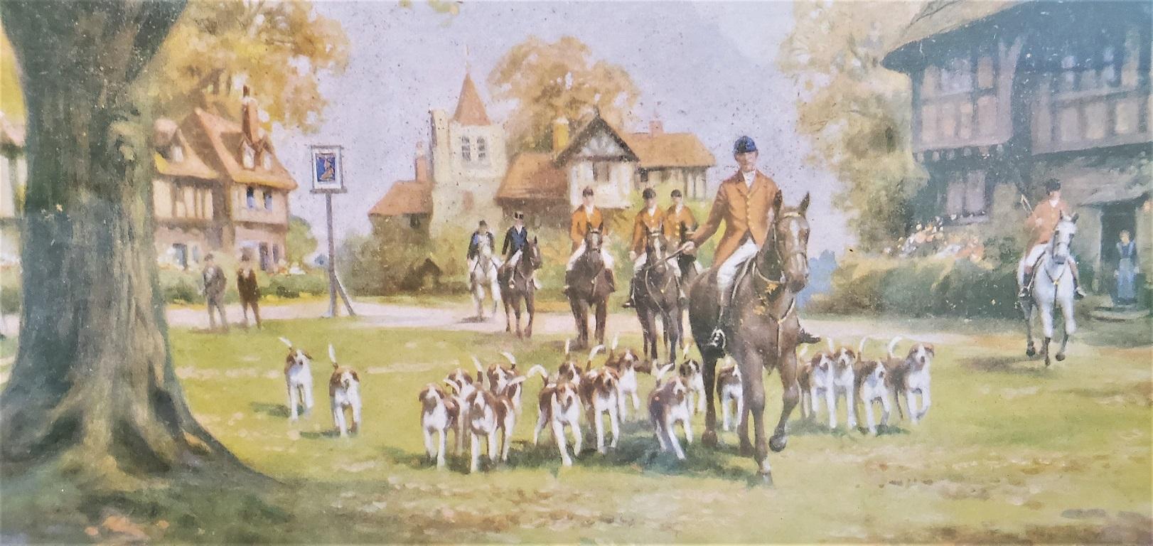 Pair of British Hunt Prints of The Meet on the Green and Crossing the Green For Sale 3