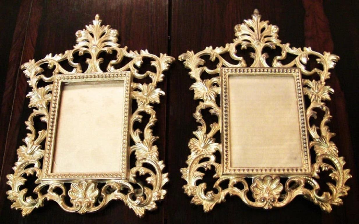 19th Century Pair of French Gilt Metal Photo Frames by Beatrice In Good Condition In Dallas, TX