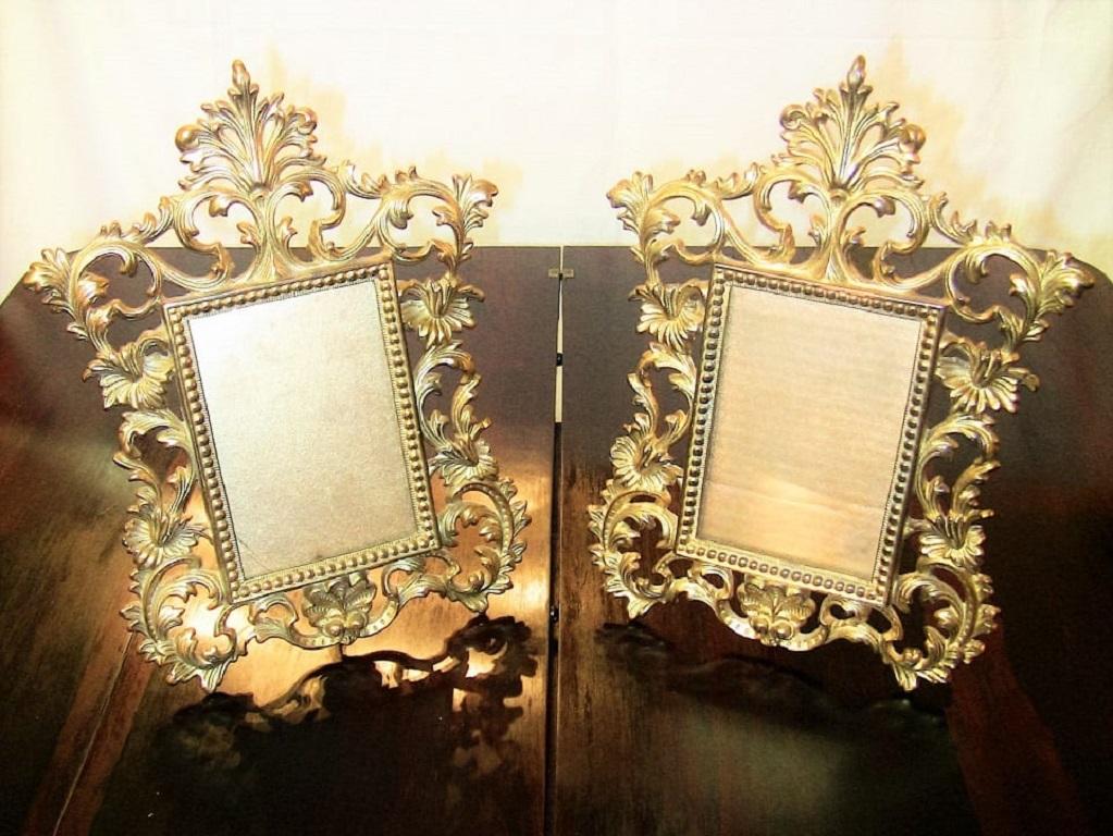 Ormolu 19th Century Pair of French Gilt Metal Photo Frames by Beatrice