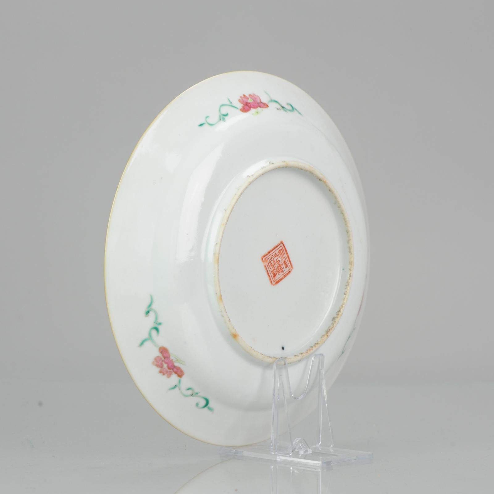 19th Century 19c Perekanan Straits Nyonya Pink Famille Rose Phoenix Plate Marked For Sale