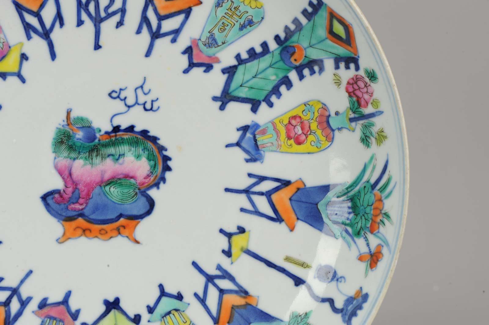 Polychrome Plate Chinese Porcelain Foo Dog Flower Baskets Kangxi Mar 1