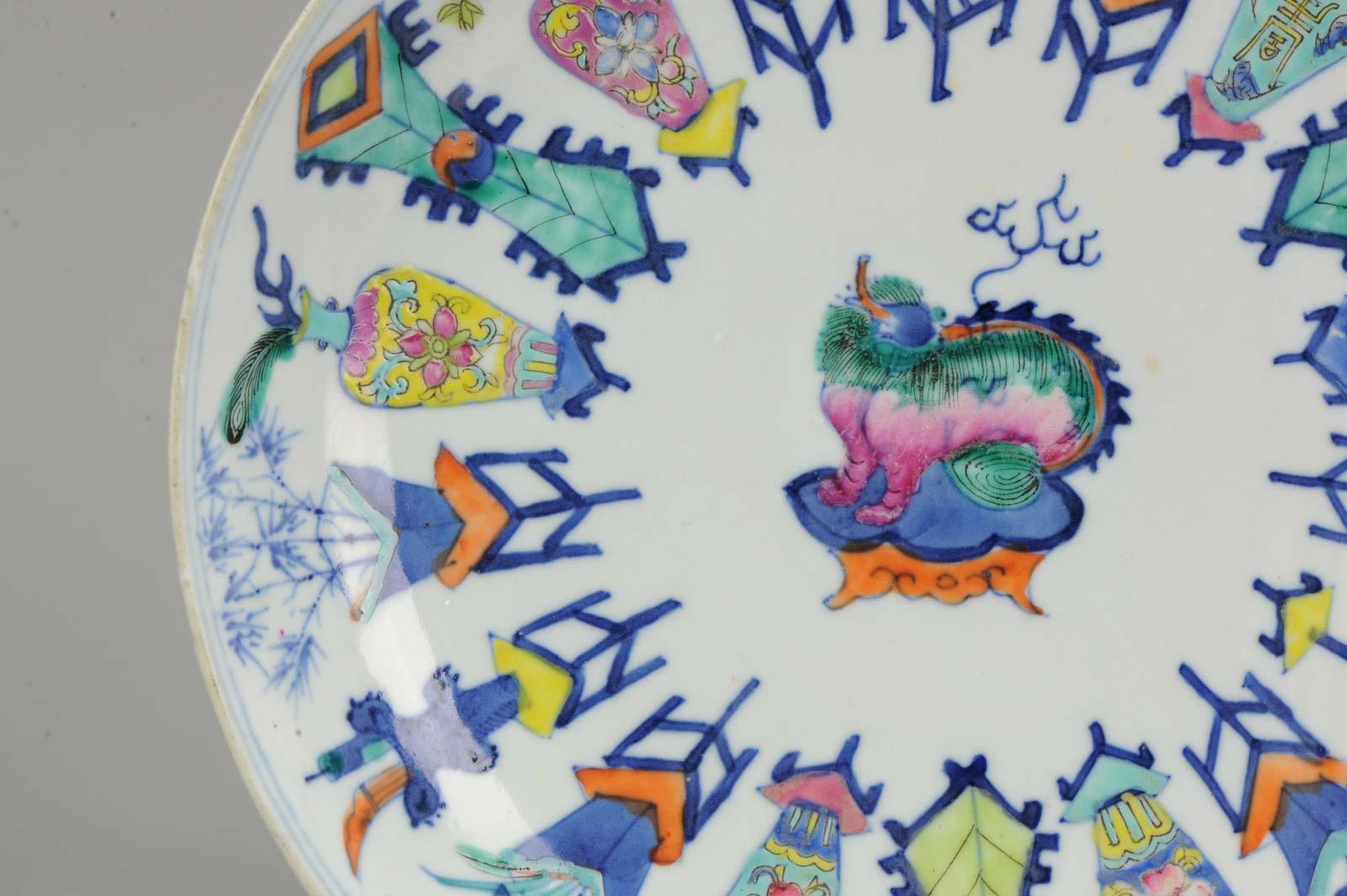 Polychrome Plate Chinese Porcelain Foo Dog Flower Baskets Kangxi Mar 3