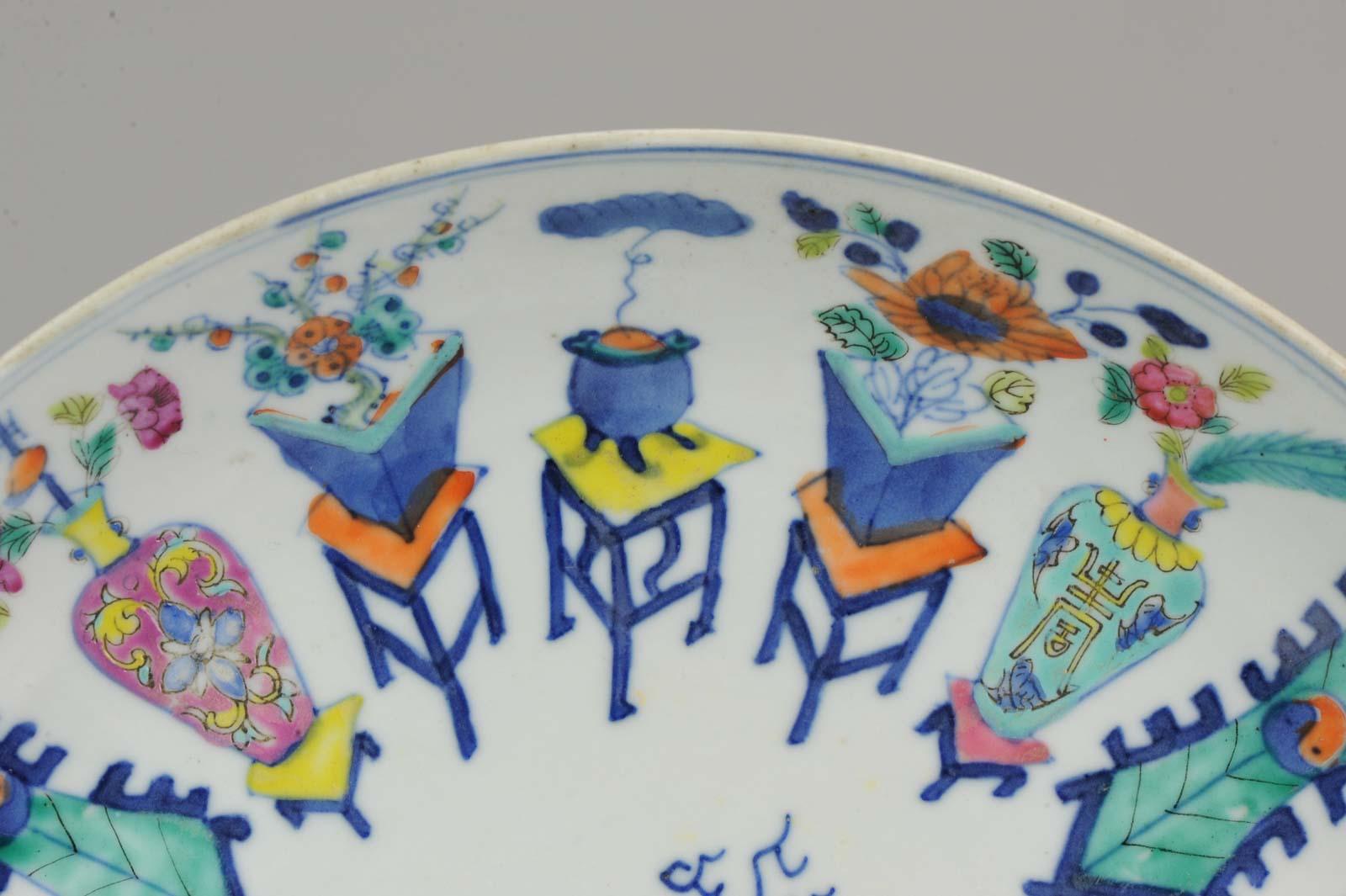 Polychrome Plate Chinese Porcelain Foo Dog Flower Baskets Kangxi Mar 4