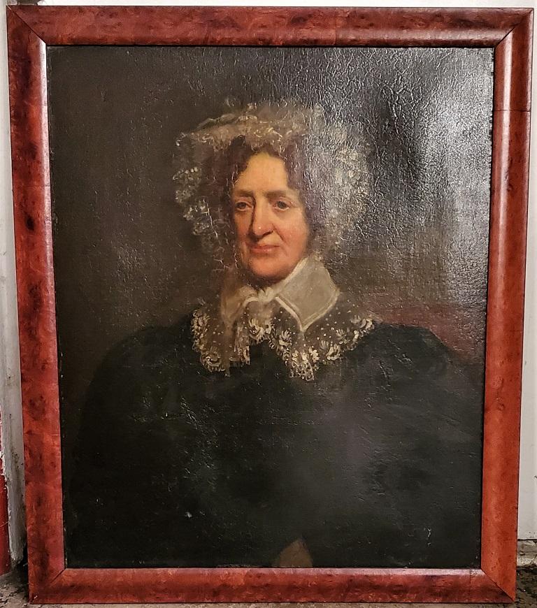 Américain Portrait d'une dame âgée du XIXe siècle dans le style de Jacob Eichholtz en vente